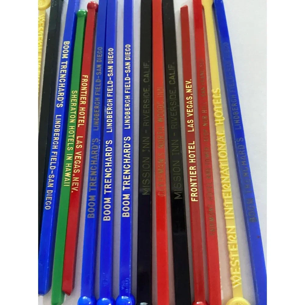 Vintage Various Hotel Swizzle Sticks Lot of 15‎ Assorted Colors